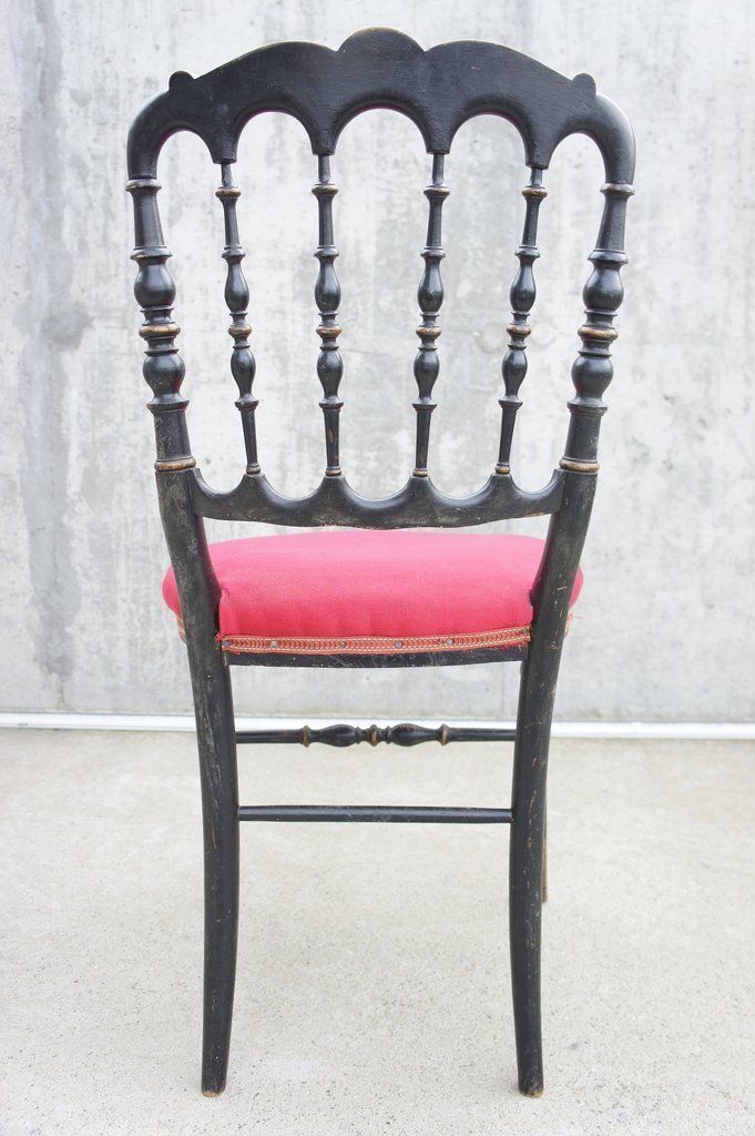 photo for sale Ebonised Pair Of Napoleon III Hand Painted Bedroom Chairs To Reupholster