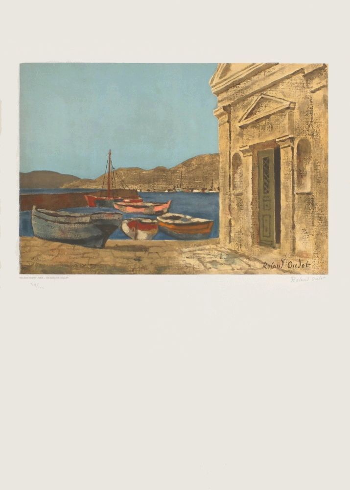 Oudot Roland By Sorlier Lithography  Small Fishing Port In The Mediterranean I