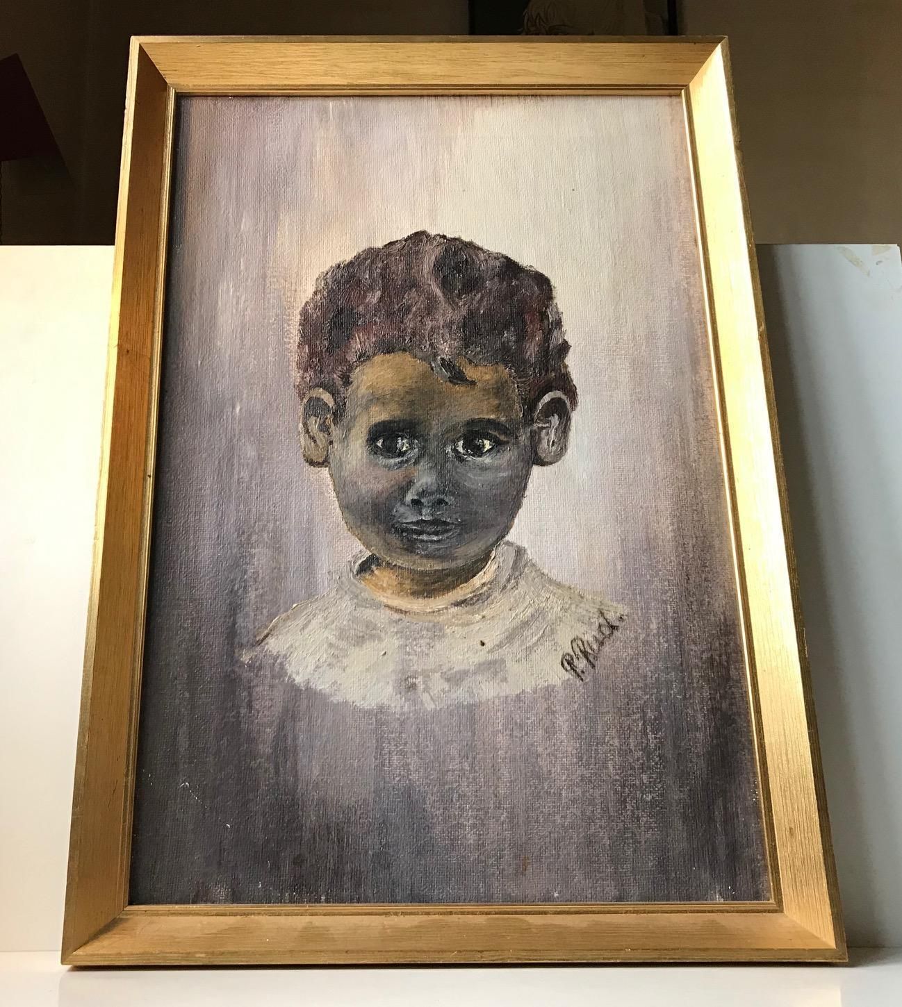 Afghan Boy   Oil Painting By Danish Artist P. Rüd, 1990s photo furniture