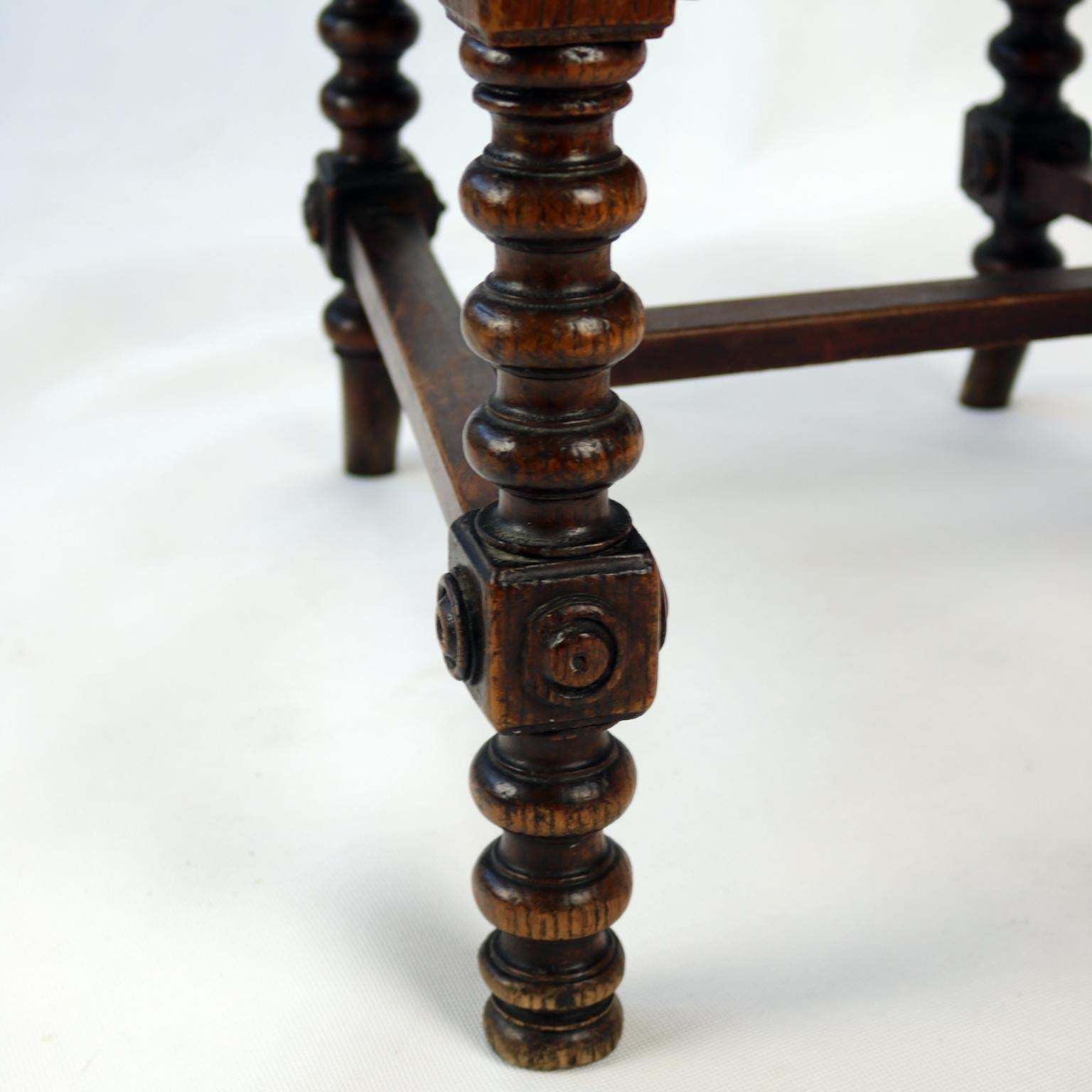 photo for sale Reanaissance Revival Hand Carved Chair With Embossed Leather 19th Century