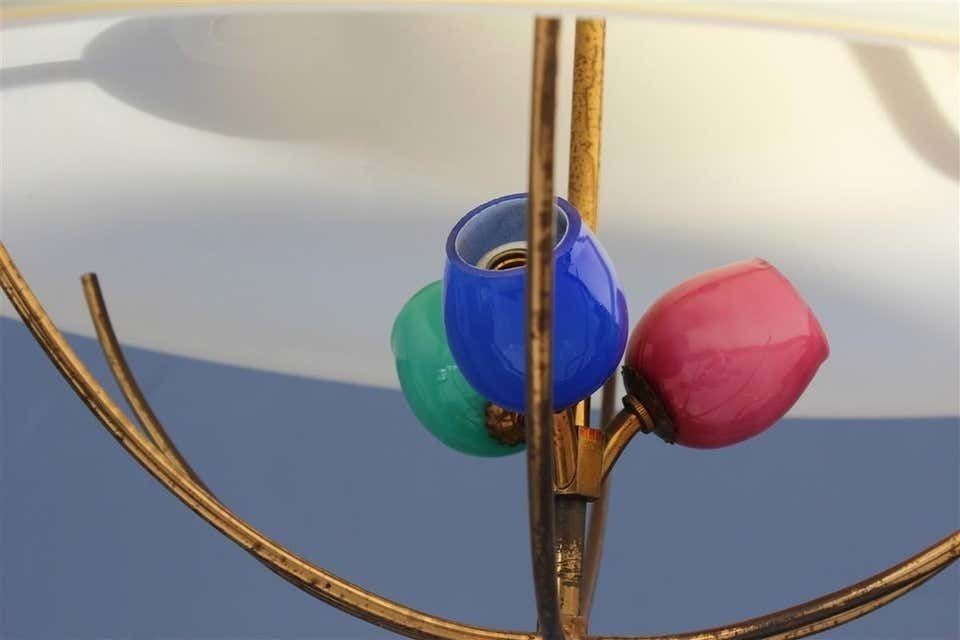 Round Midcentury Chandelier Seguso Design Colored Glass 1950s Brass Gold photo 2271.0
