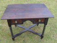 19th Century Oak 2 Drawer Bobbin Leg Side/Hall Table photo Furniture