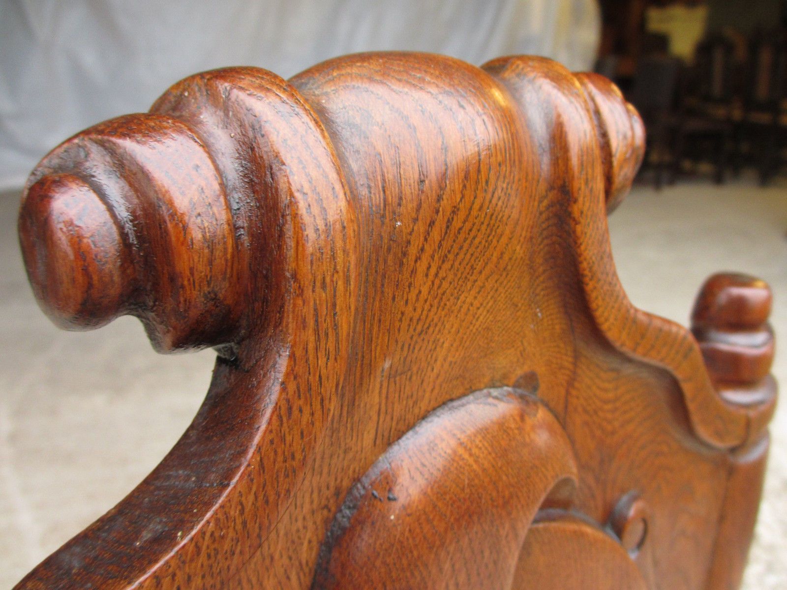 Pair Victorian Carved Golden Oak Shield Back Side/Hall Chairs Cabriole Legs photo 585.0