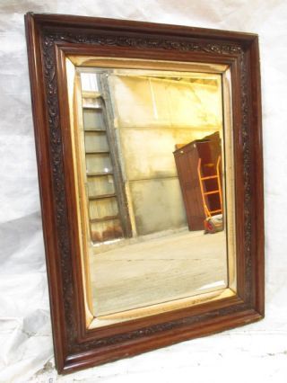 Victorian Carved Floral Mahogany And Gilt Framed Bevel Glass Wall Hanging Mirror photo 443.0
