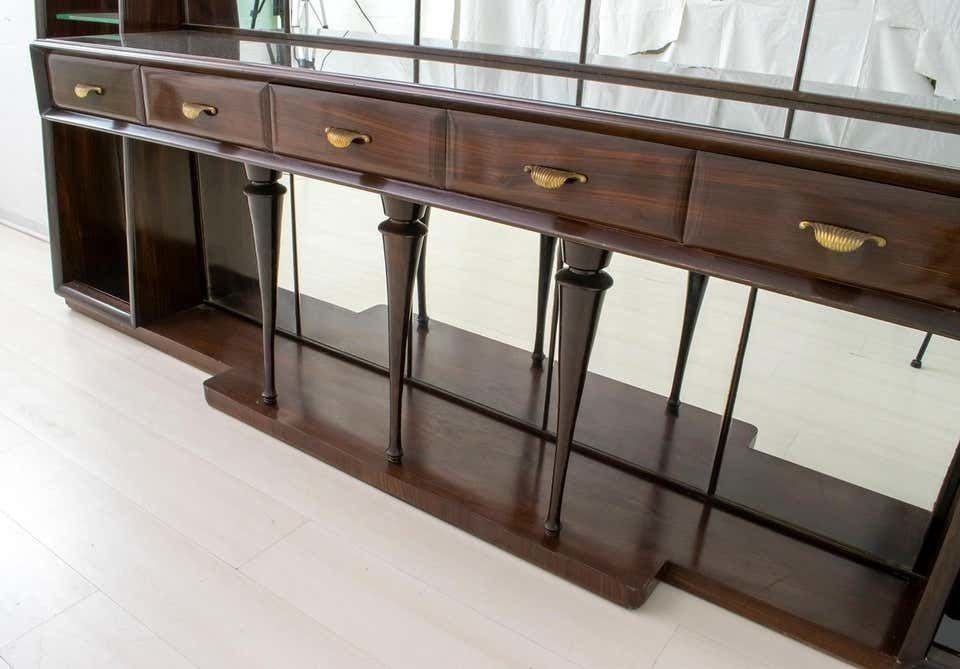 Guglielmo Ulrich Mid Century Modern Italian Walnut Mirrored Sideboard, 1940s photo vinterior