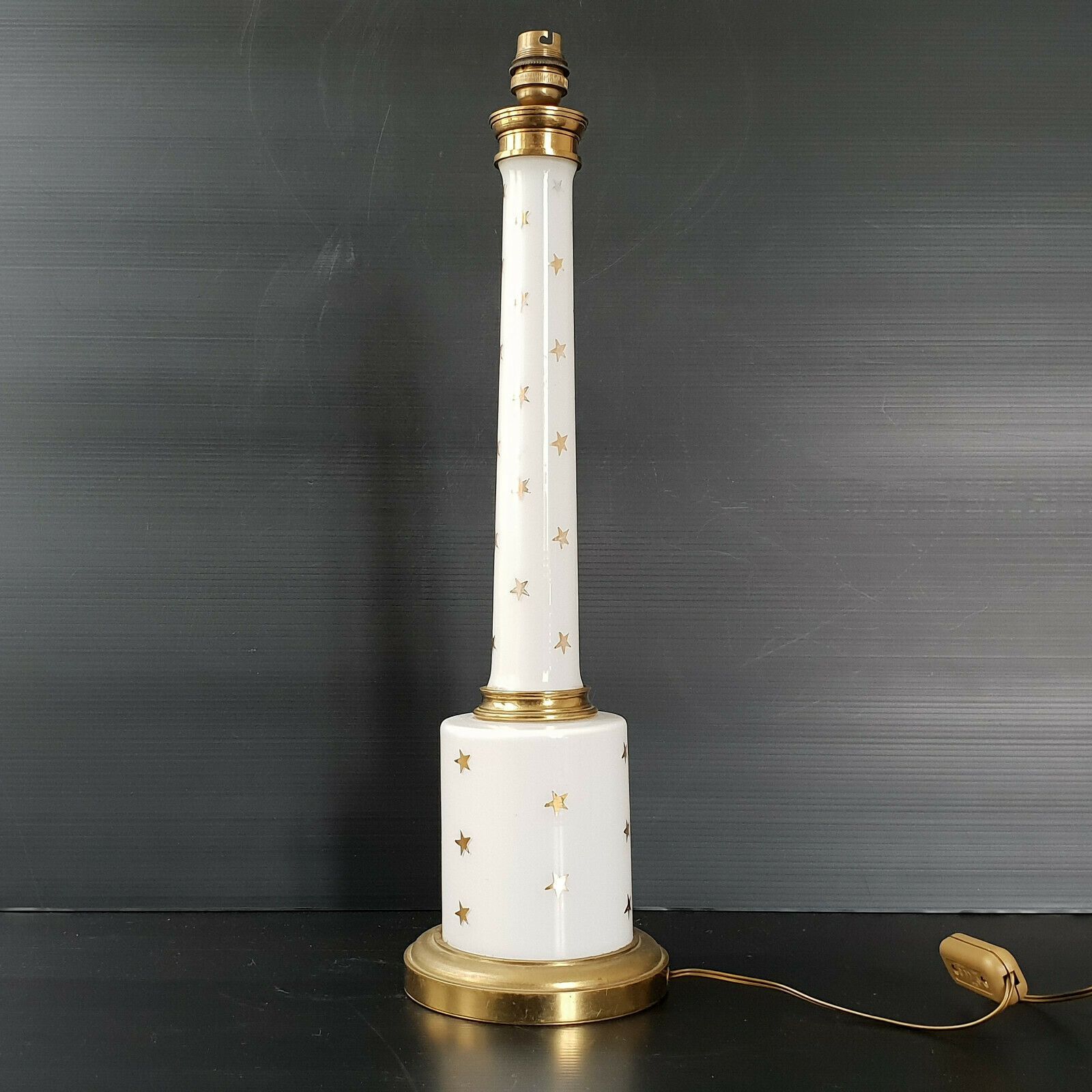 Vintage Table Lamp 1950 French Glass & Gold Brass 50s 50s Rockabilly