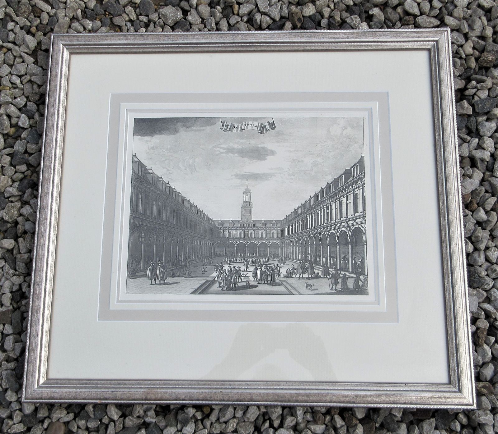 Beautiful Framed Antique Copper Engraving ‘De Beurs’ (Amsterdam’s Stock Exchange) By Jan Wagenaar, C1786