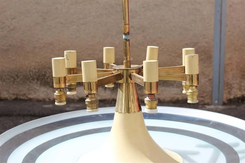 Flying Saucer Chandelier In Concave Glass And Brass Gold Midcentury, Italian photo 1571.0