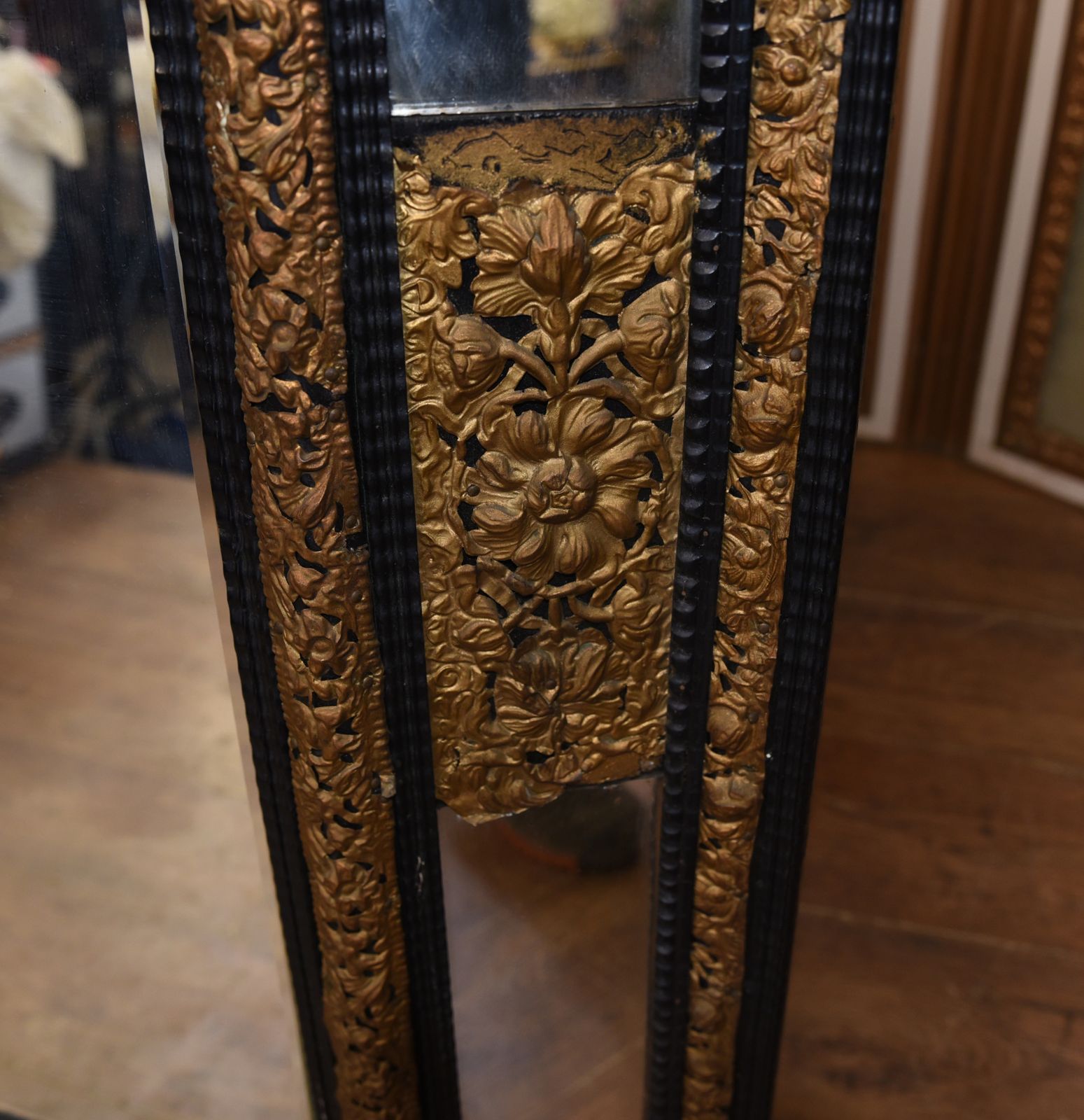 Antique French Cushion Mirror Metal Mounts Circa 1880 photo Home Decor