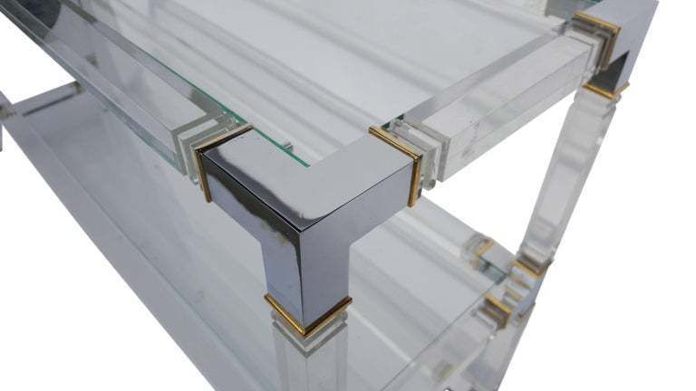 Lucite And Brass Console Table From Charles Hollis Jones photo for sale