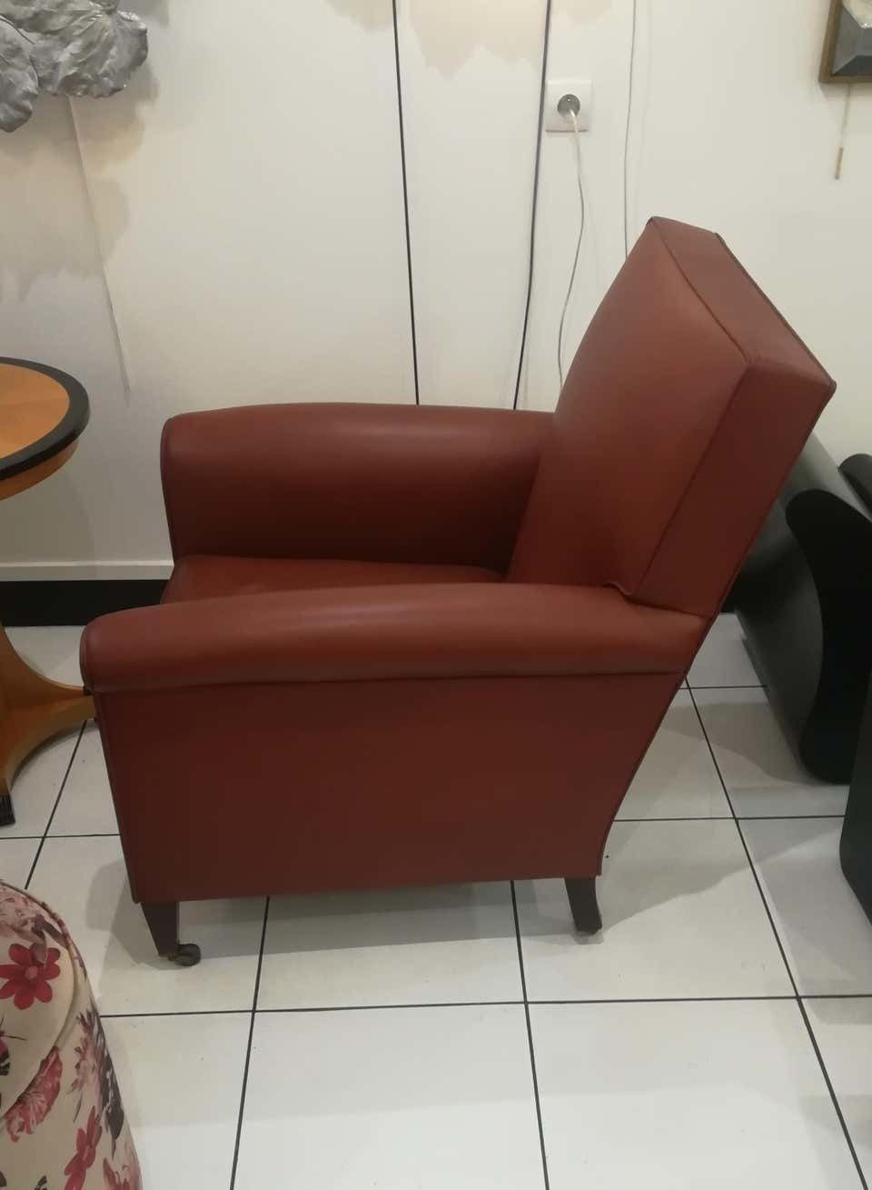 Art Deco Leather Armchair, Circa 1930 photo furniture