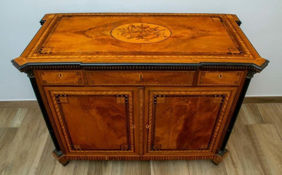 photo buy Napoleon III French Sideboard Inlaid With Geometric Floral Motifs