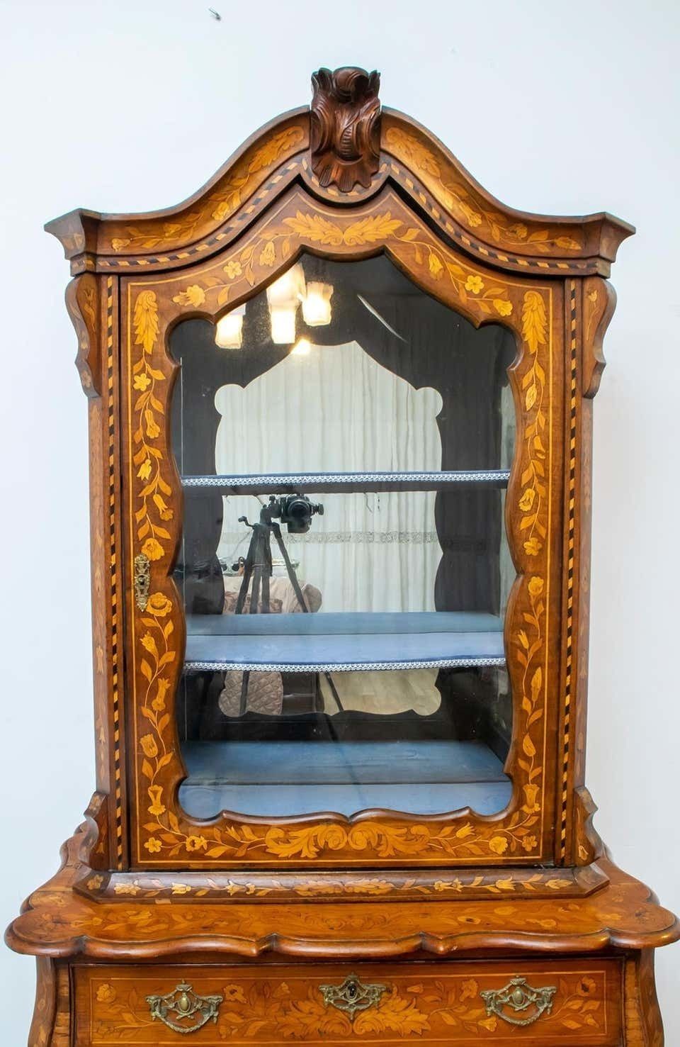 18th Century Dutch Trumeau Walnut With Maple Wood Inlays, Netherlands, 1760 photo Furniture