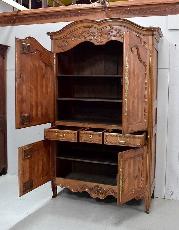 Four Doors Regional Cabinet, In Blond Cherry, Louis XV Period   1810/1820 photo Furniture