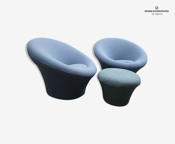 Pair Of Mushroom Armchairs With Ottoman By Pierre Paulin For Artifort