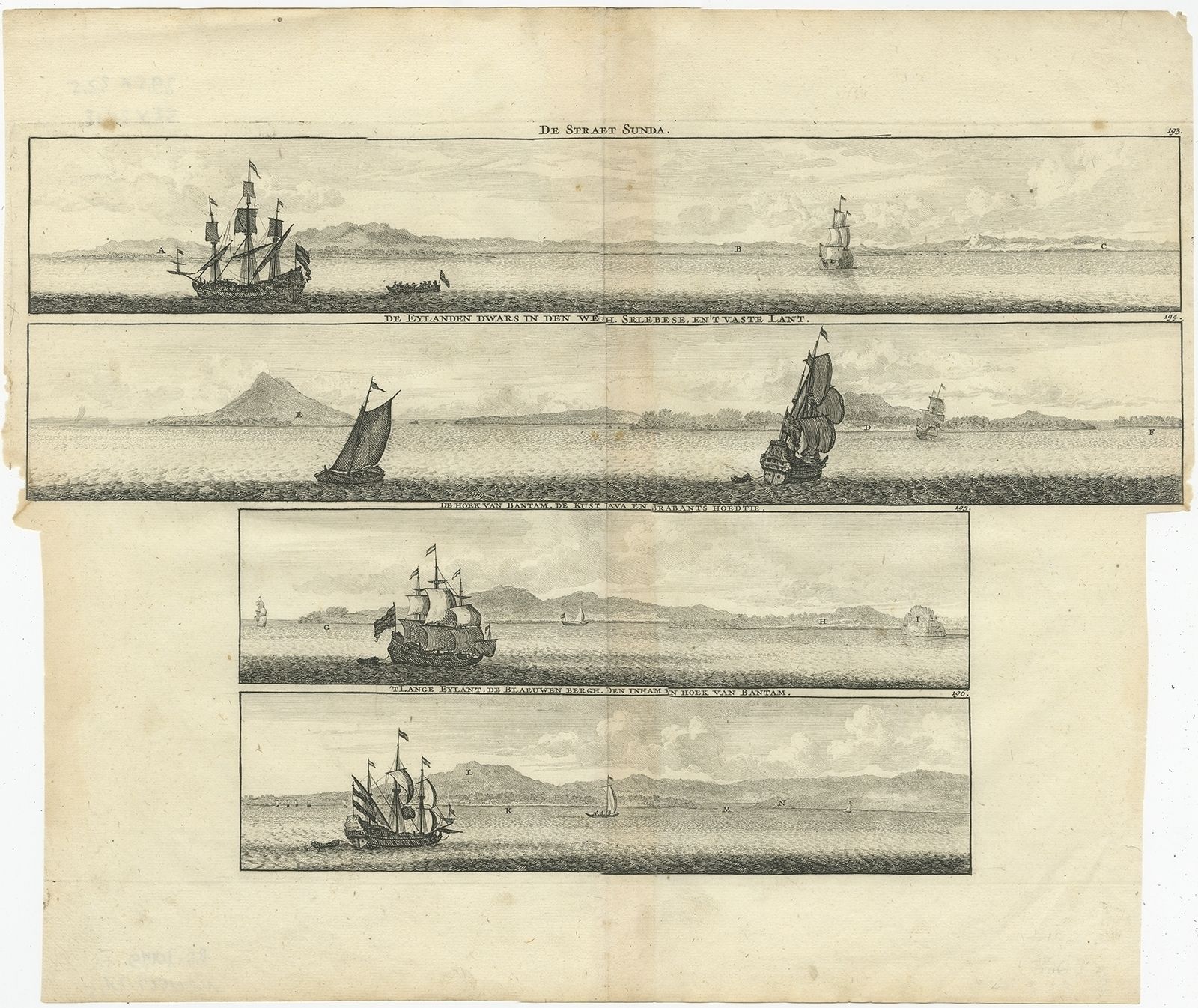 Antique Print Of The Sunda Strait By De Bruyn (1714)