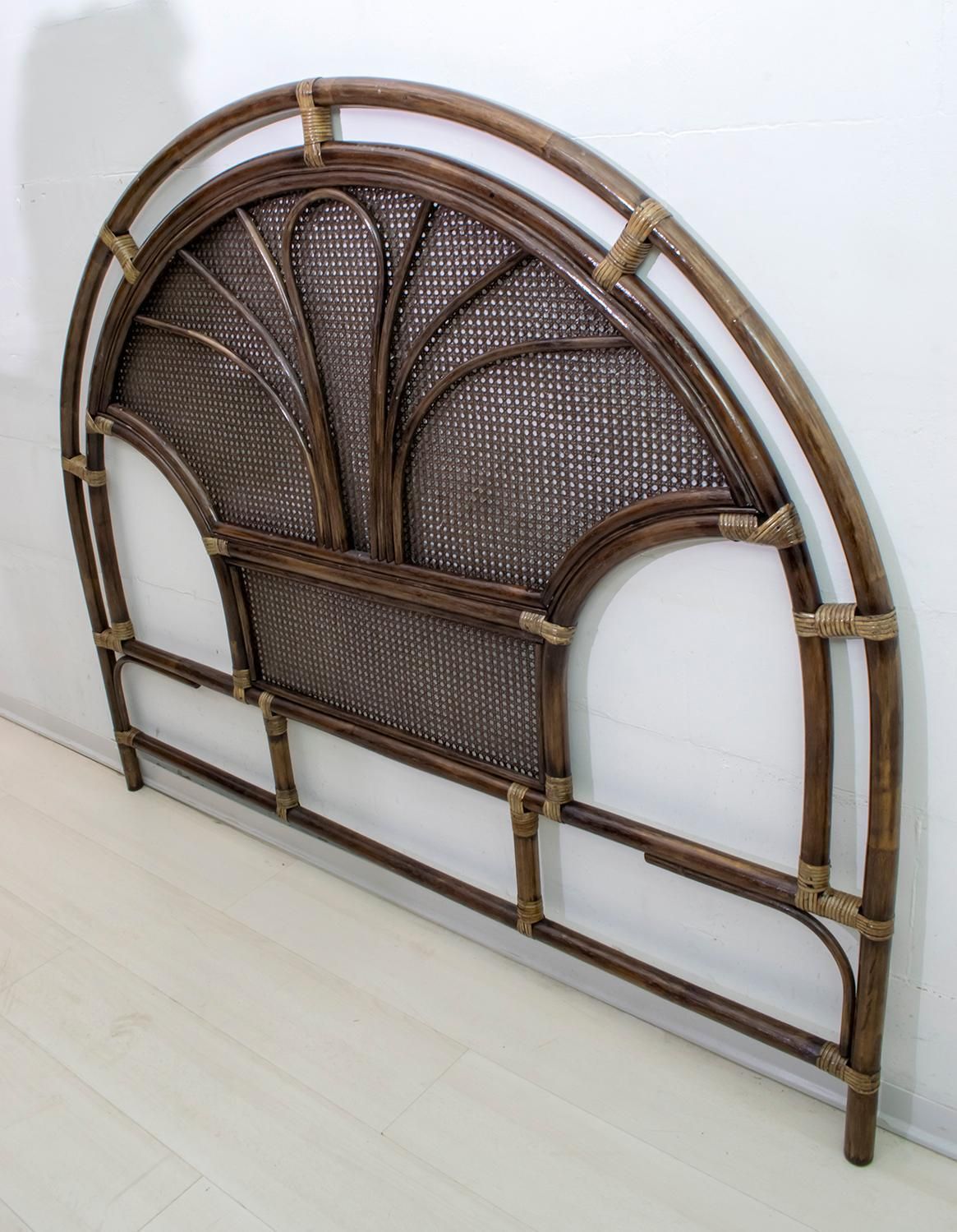 Bonacina Mid Century Modern Italian Bamboo And Rattan Headboard Handcrafted photo 1352.0