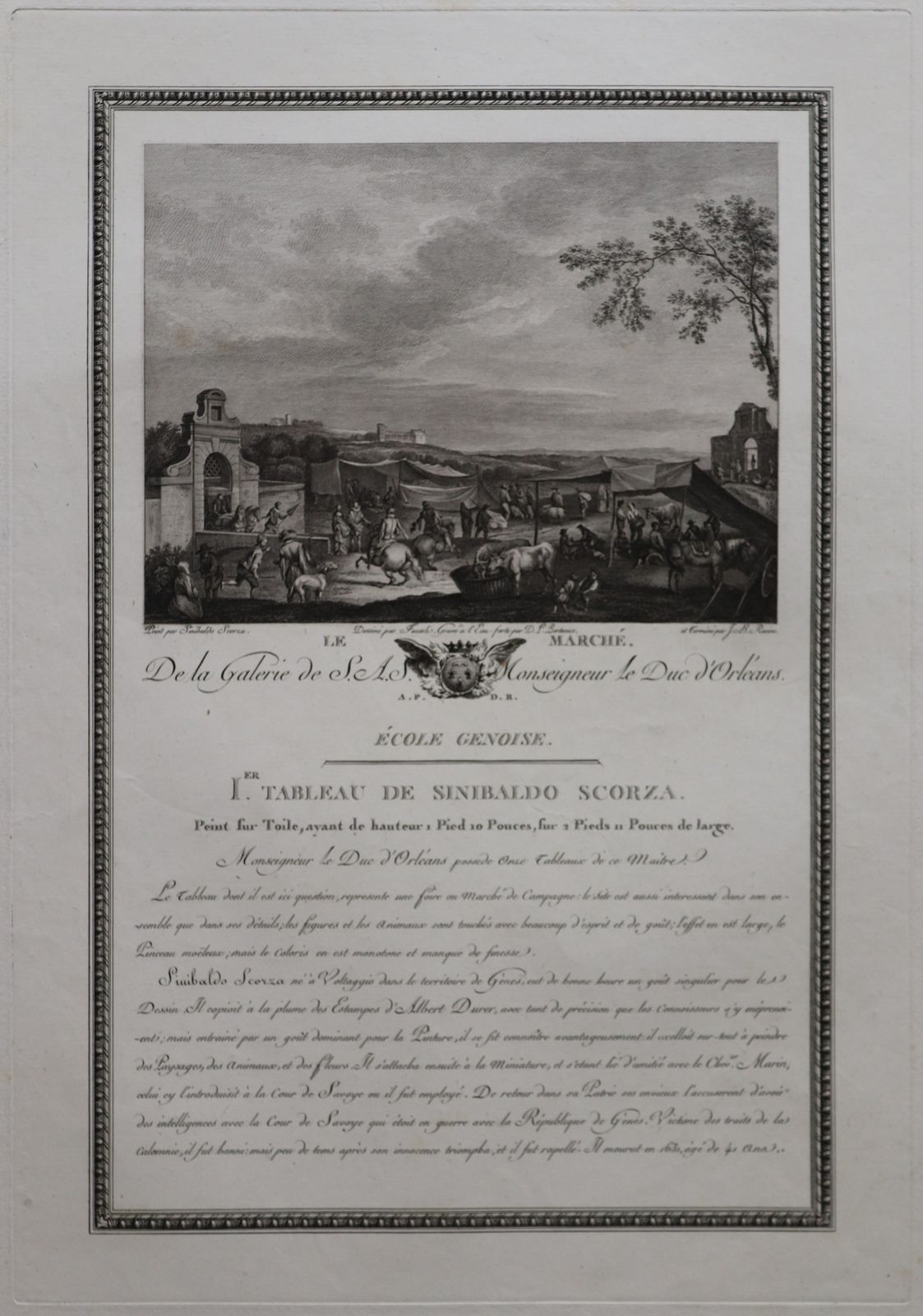 Engraving   "Le Marché" From The Gallery Of S.A.S. Monseigneur Duke Of Orleans   Genoese School photo vinterior