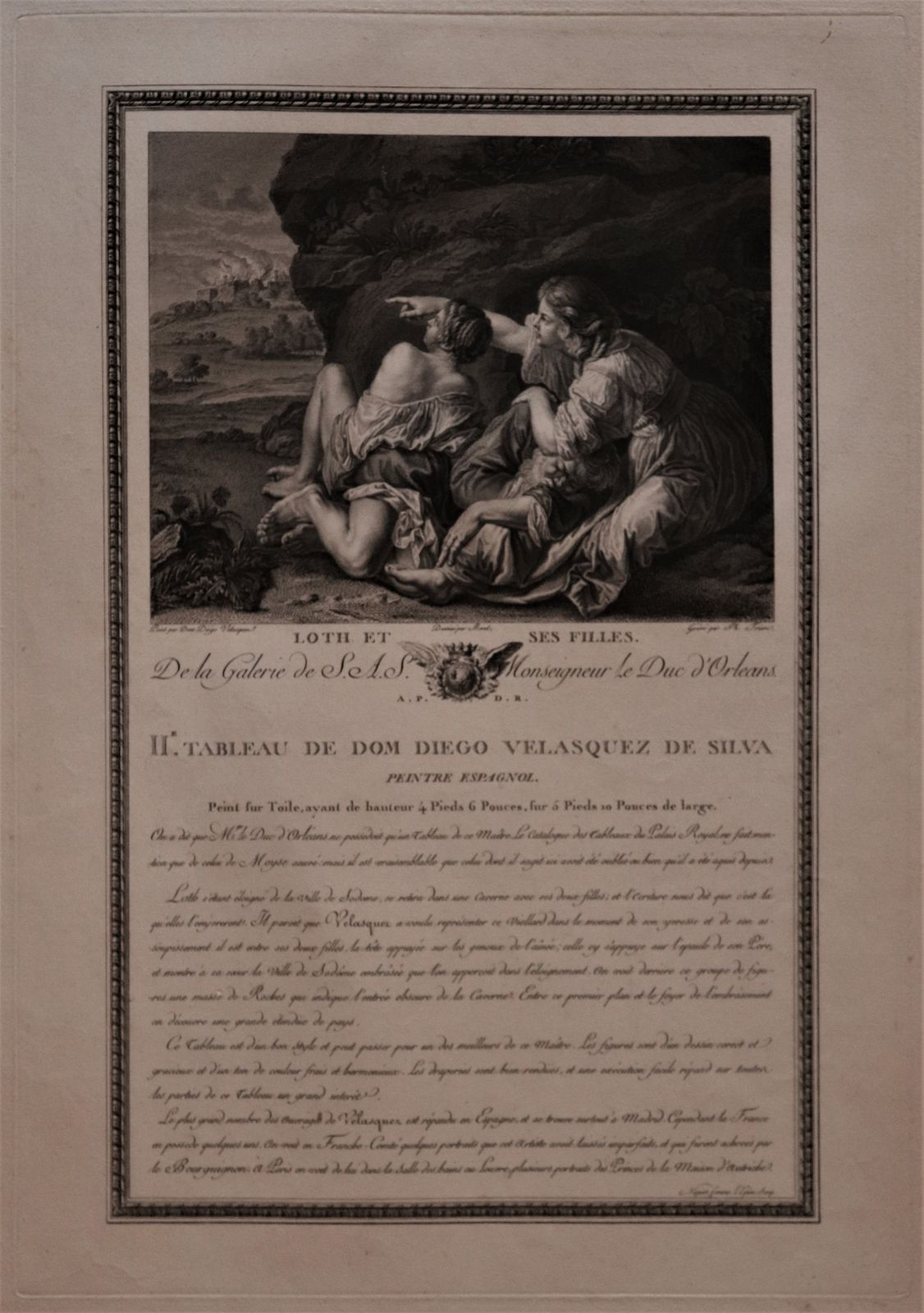Engraving   "Loth Et Ses Filles" From The Gallery Of S.A.S. Monseigneur Duke Of Orleans photo for sale