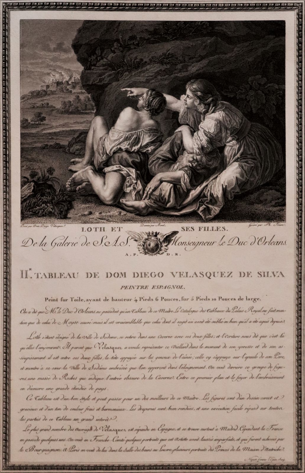 Engraving   "Loth Et Ses Filles" From The Gallery Of S.A.S. Monseigneur Duke Of Orleans photo Art