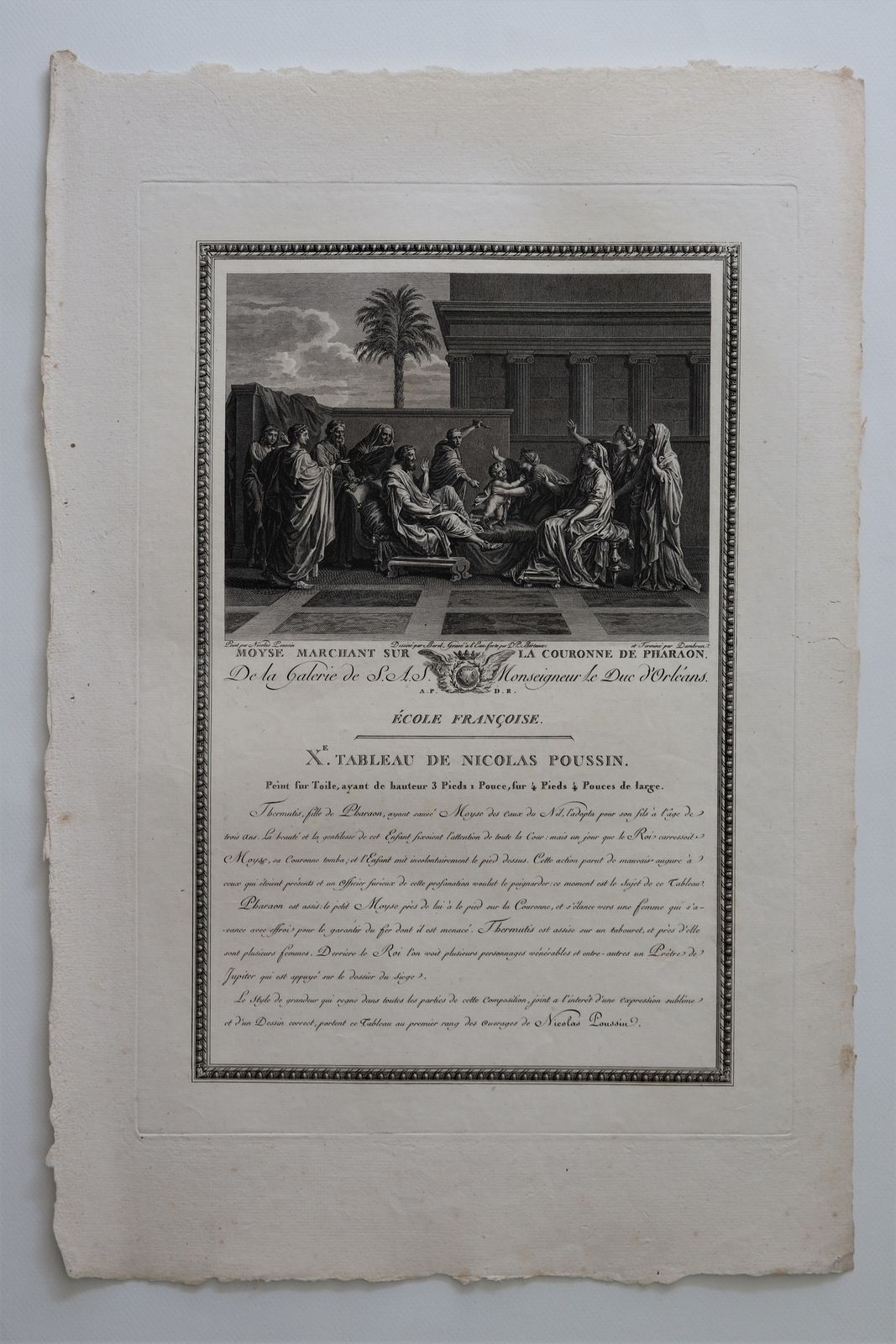 Engraving    "Moyse Marchant Sur La Couronne De Pharaon" From The Gallery Of S.A.S. Monseigneur Duke Of Orleans photo furniture