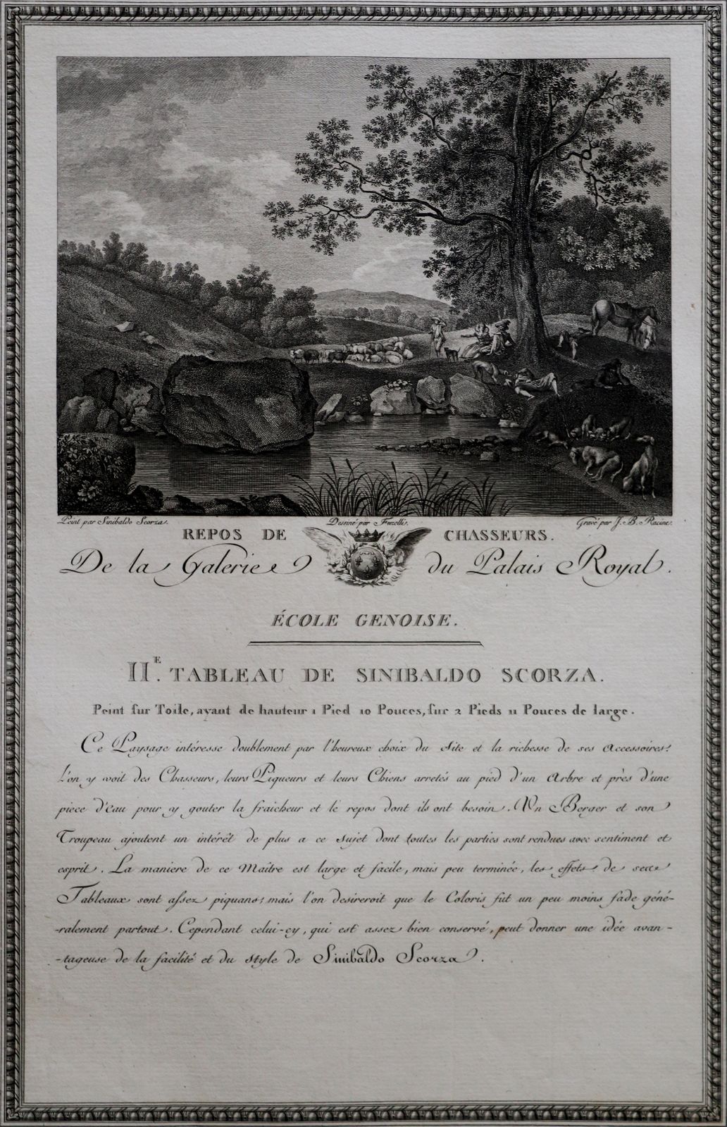 Engraving: "Repos De Chasseurs" From The Gallery Of The Royal Palace, Genoese School photo Art