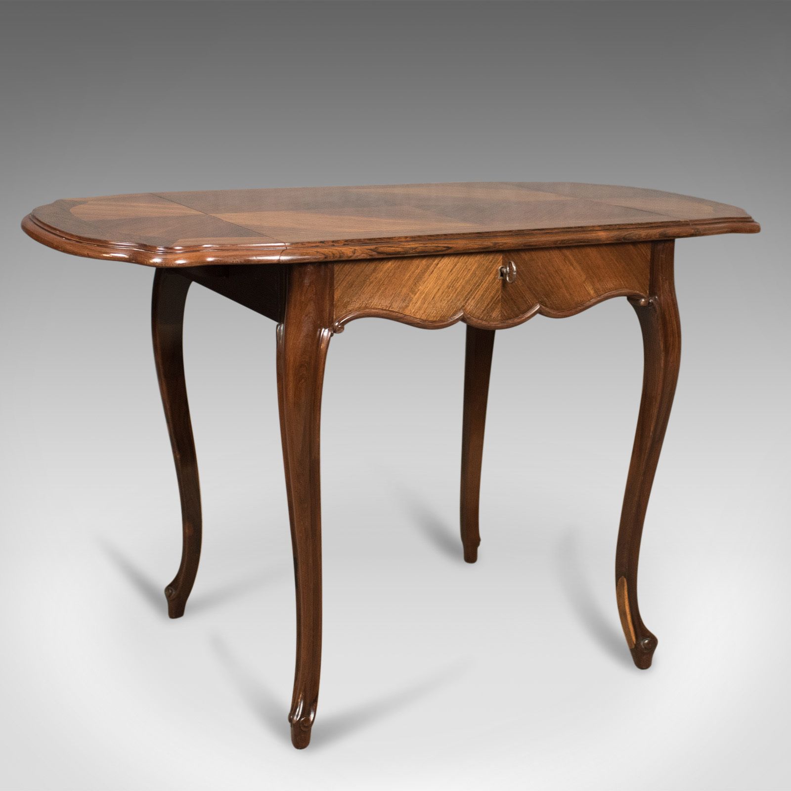 19th Century French Antique Sofa Table, Kingwood Drop Flap Occasional, C.1880 photo furniture