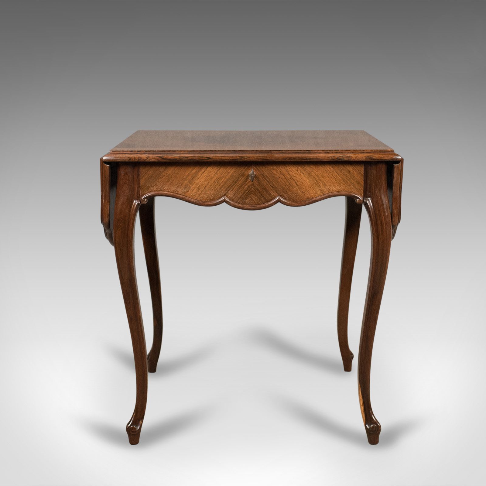 19th Century French Antique Sofa Table, Kingwood Drop Flap Occasional, C.1880 photo Furniture