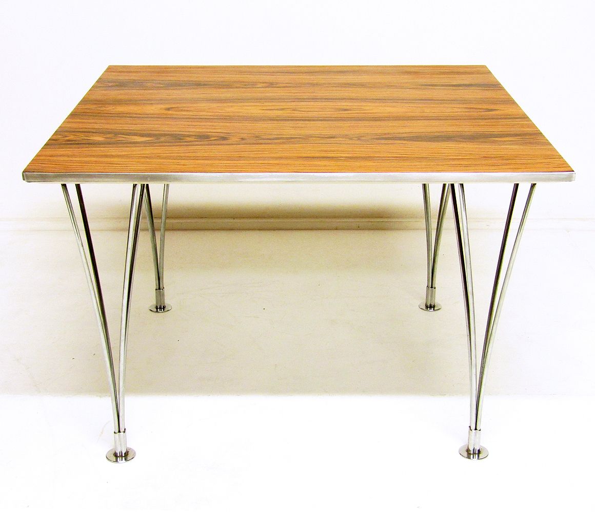 Square Coffee Table By Piet Hein & Bruno Mathsson For Fritz Hansen In Rosewood And Steel photo for sale