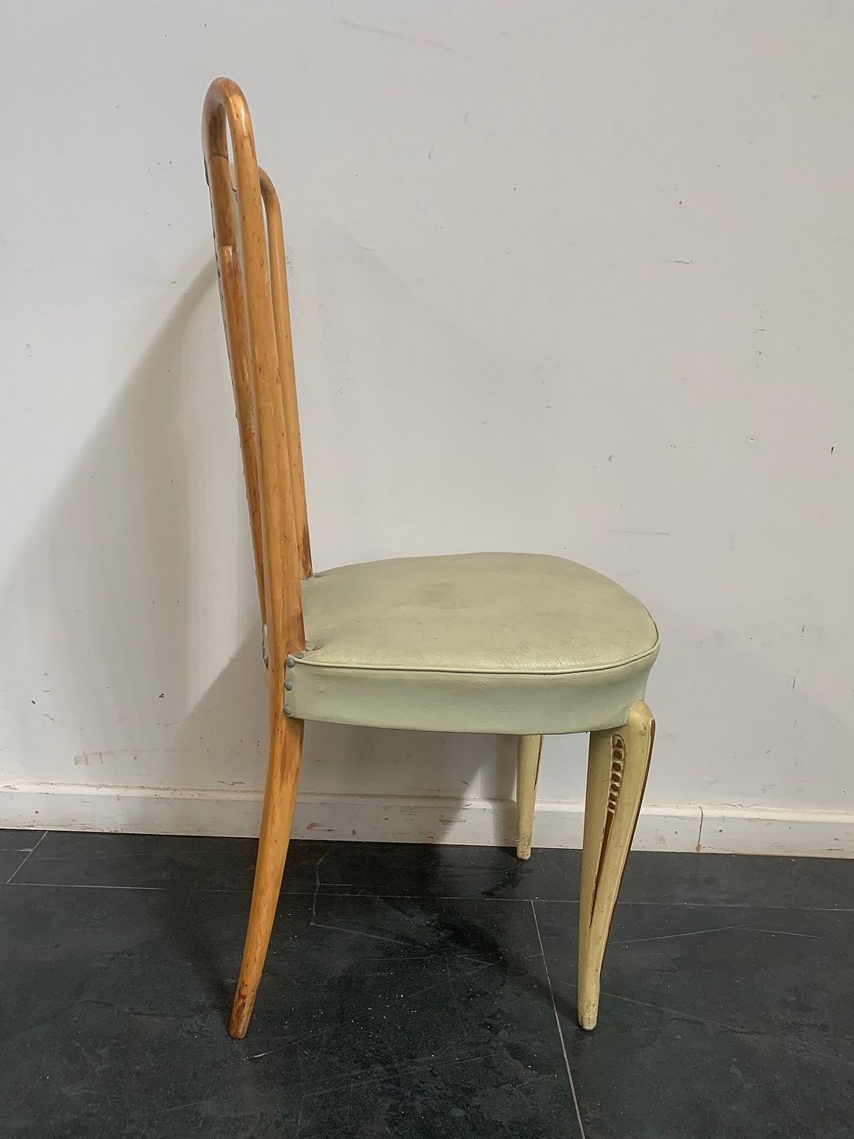 Dining Chair In Leather And Italian Aniline Lacquer From La Permanente Mobili Cantù, 1940s photo 227.76