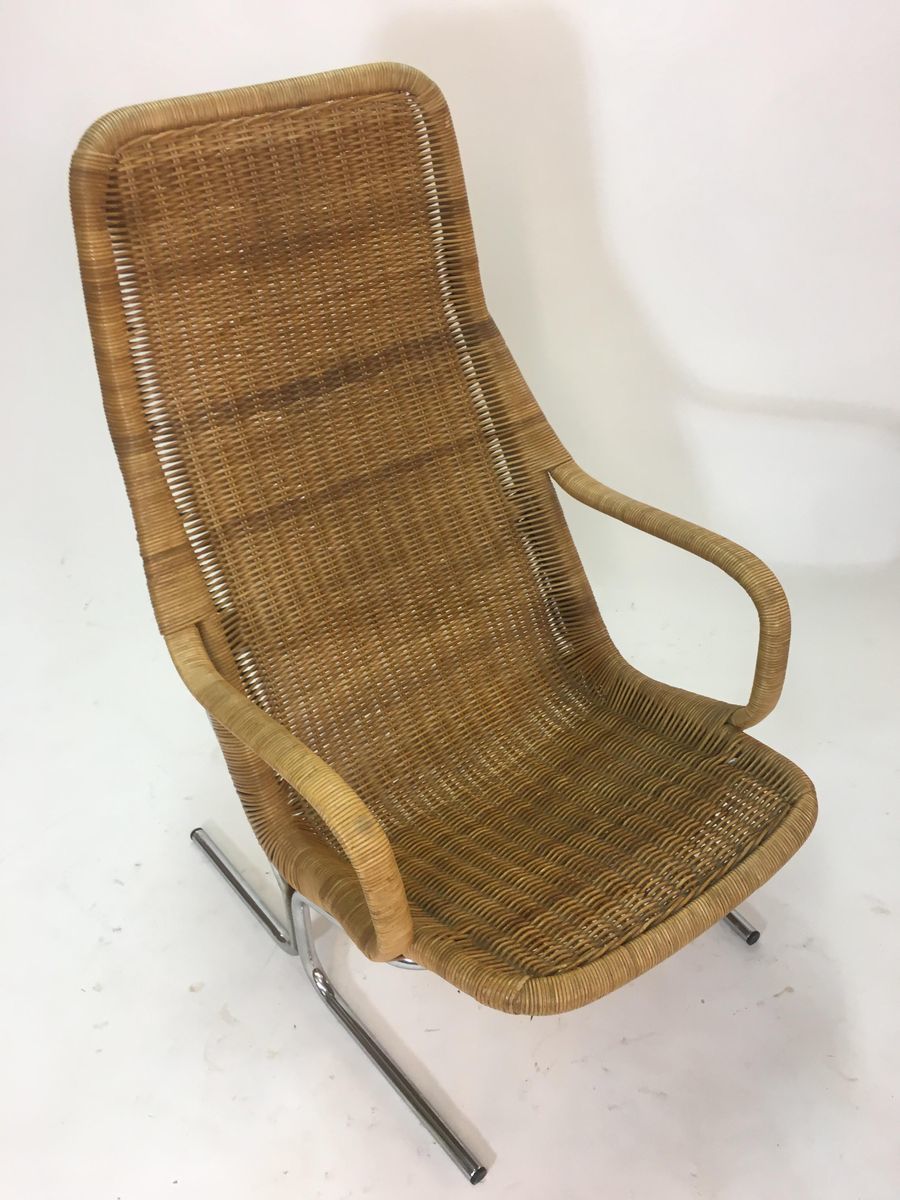 Rattan & Steel Lounge Chair By Dirk Van Sliedrecht, 1950s photo furniture