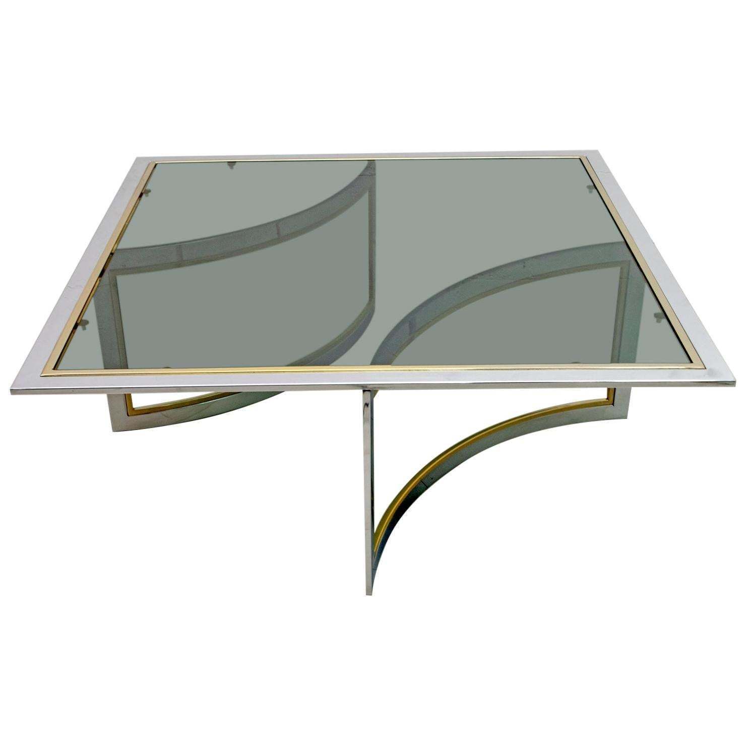 Romeo Rega Mid Century Modern Italian Chrome And Brass Coffee Table, 1970s