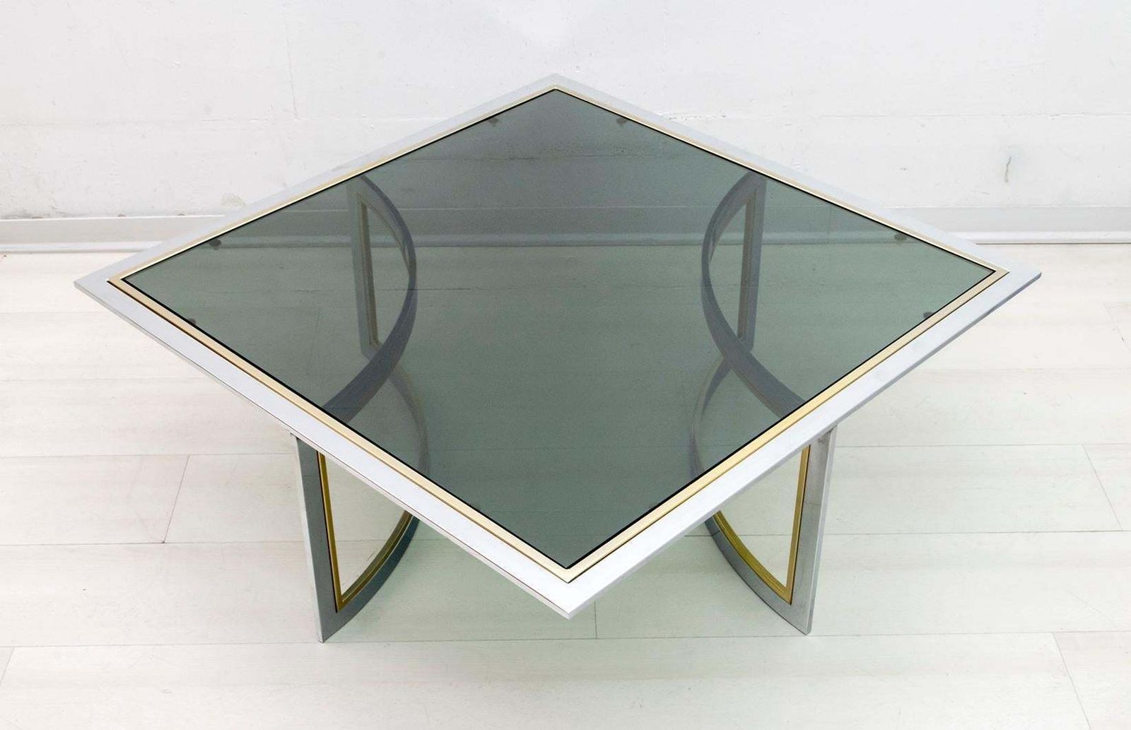 Romeo Rega Mid Century Modern Italian Chrome And Brass Coffee Table, 1970s photo buy