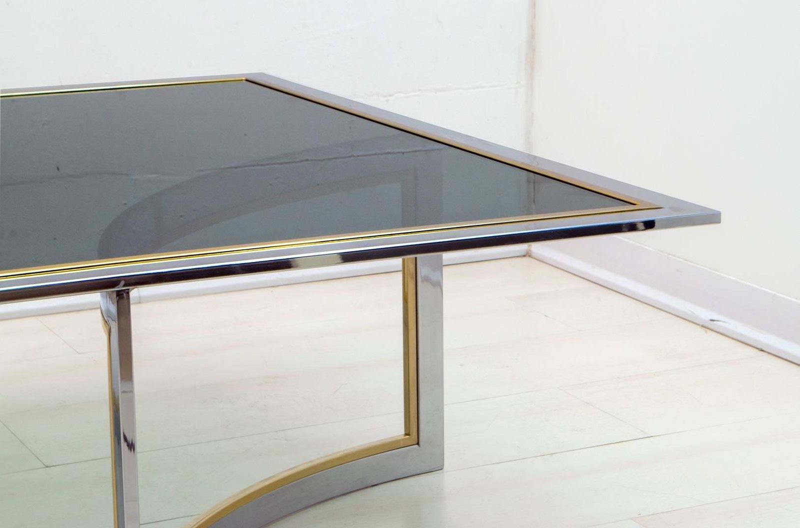 photo furniture Romeo Rega Mid Century Modern Italian Chrome And Brass Coffee Table, 1970s