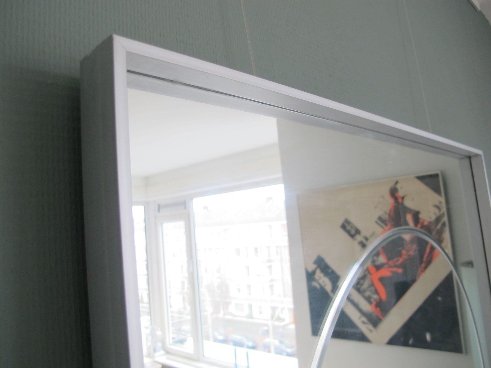 Vintage Aluminum Square Mirror photo vinterior