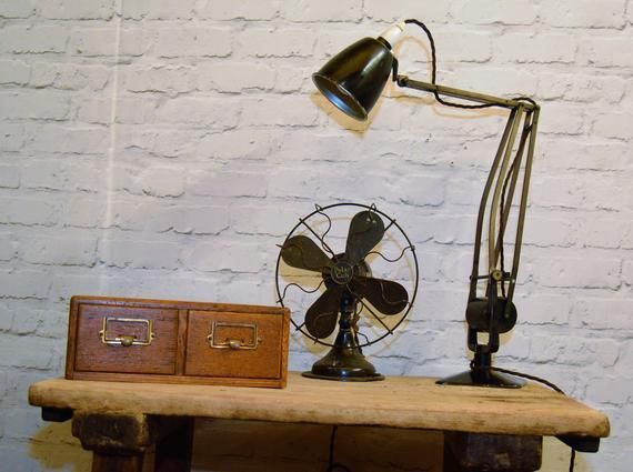 Horstmann And Hadrill Industrial Desk Vintage Lamp Office Factory Black Retro Antique Light Lighting Mid Century Factory photo furniture