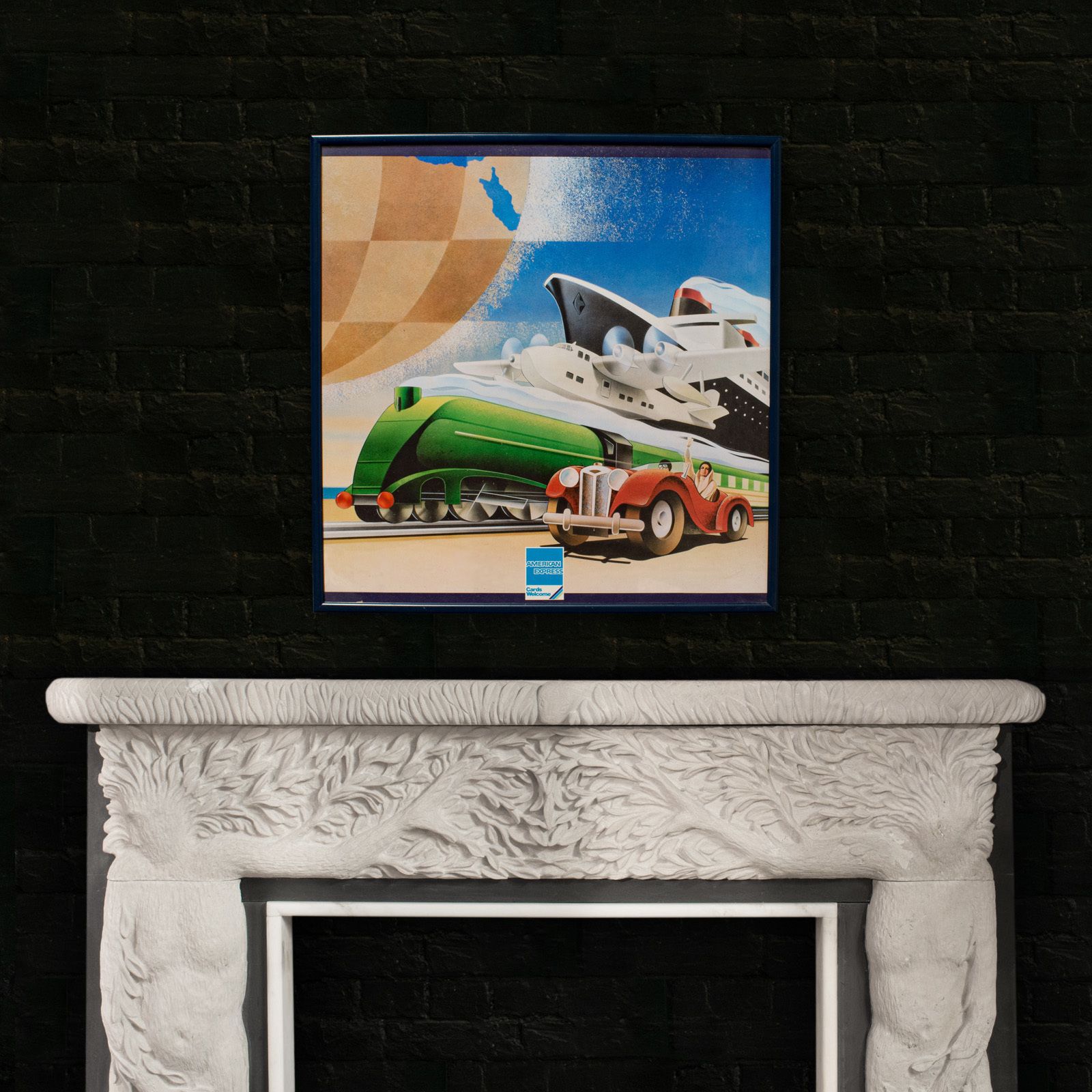 Vintage American Express Print, Framed, Retail, Advertisement, Poster, Amex photo buy