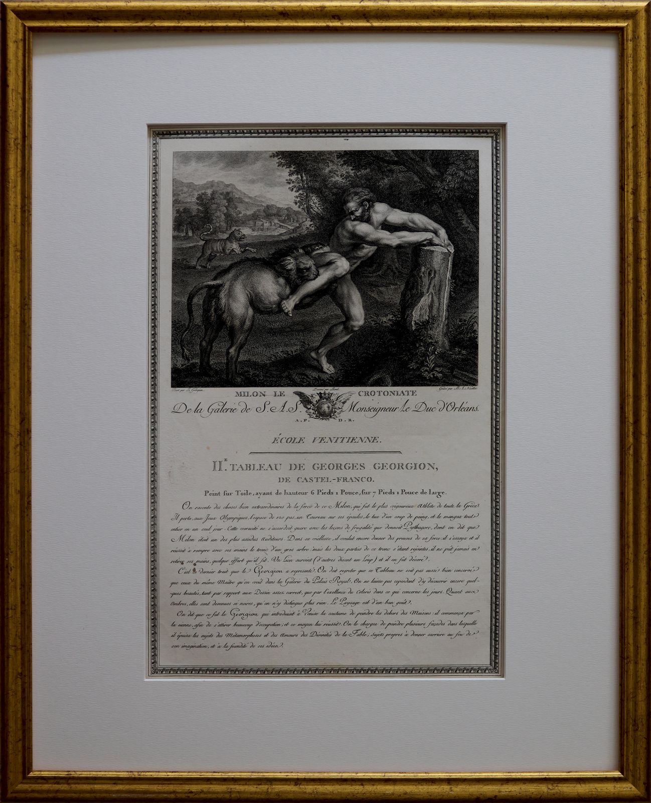 Engraving   "Milon Le Crotoniate" From The Gallery Of S.A.S. Monseigneur Duke Of Orleans, Venetian School photo furniture