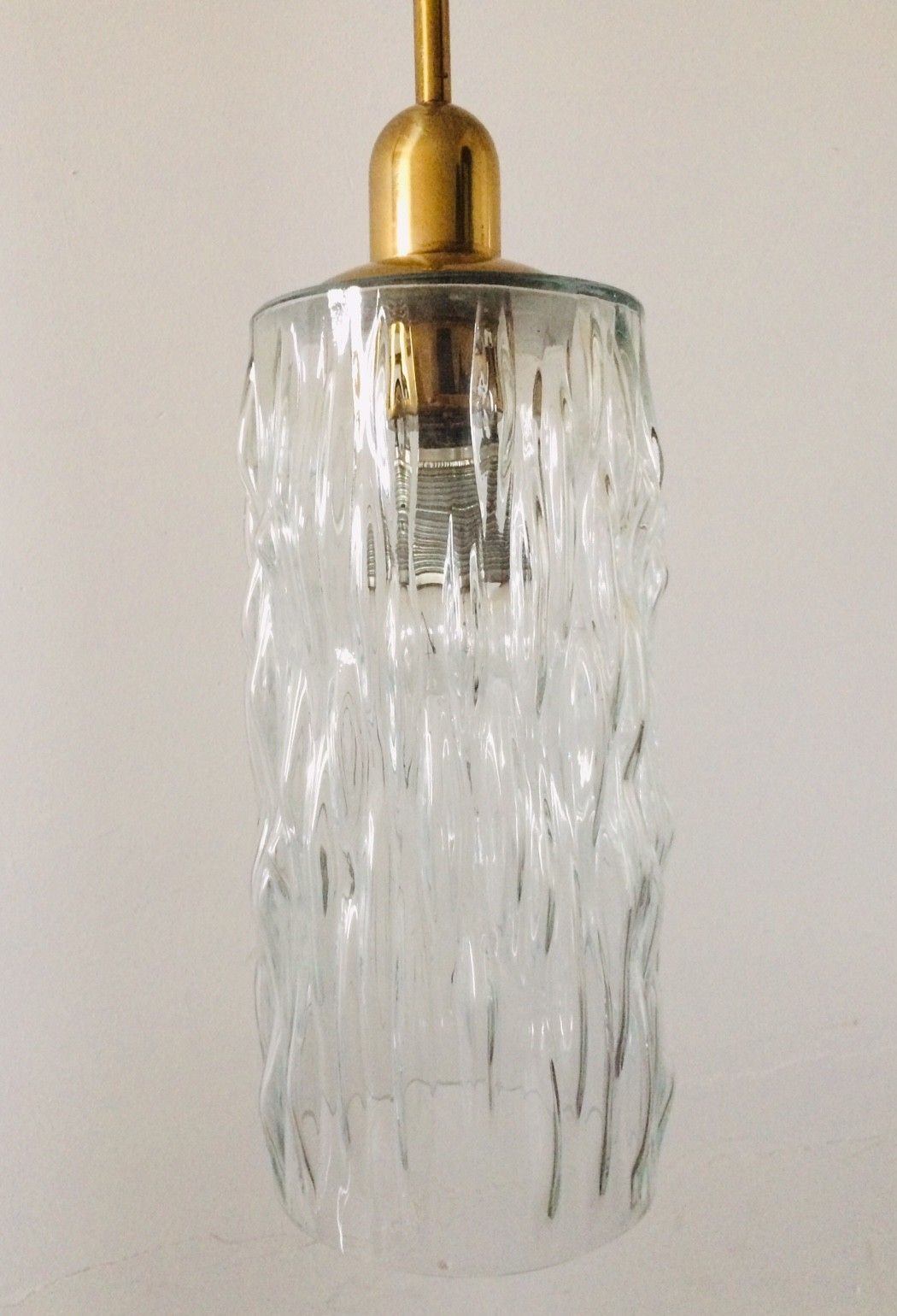 Design Ijsglas & Messing Hanglamp, Jaren 1960, Duitsland photo buy