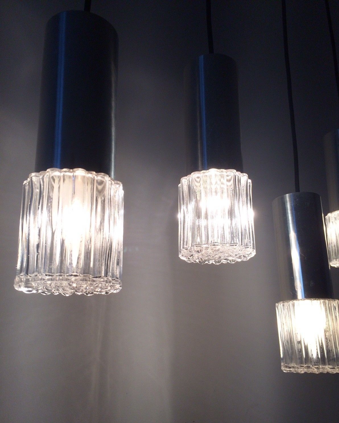 448.88 Kaiser Leuchten Design Glass & Metal Pendant Hanging Lamp By Helena Tynell, 1960s photo