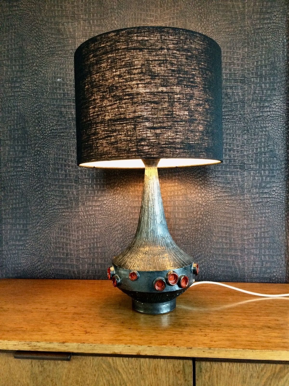 Verlichting Belgische Art Pottery Tafellamp Van Perignem, Ca. Jaren 1960 – Ontwerp Rogier Vandeweghe photo