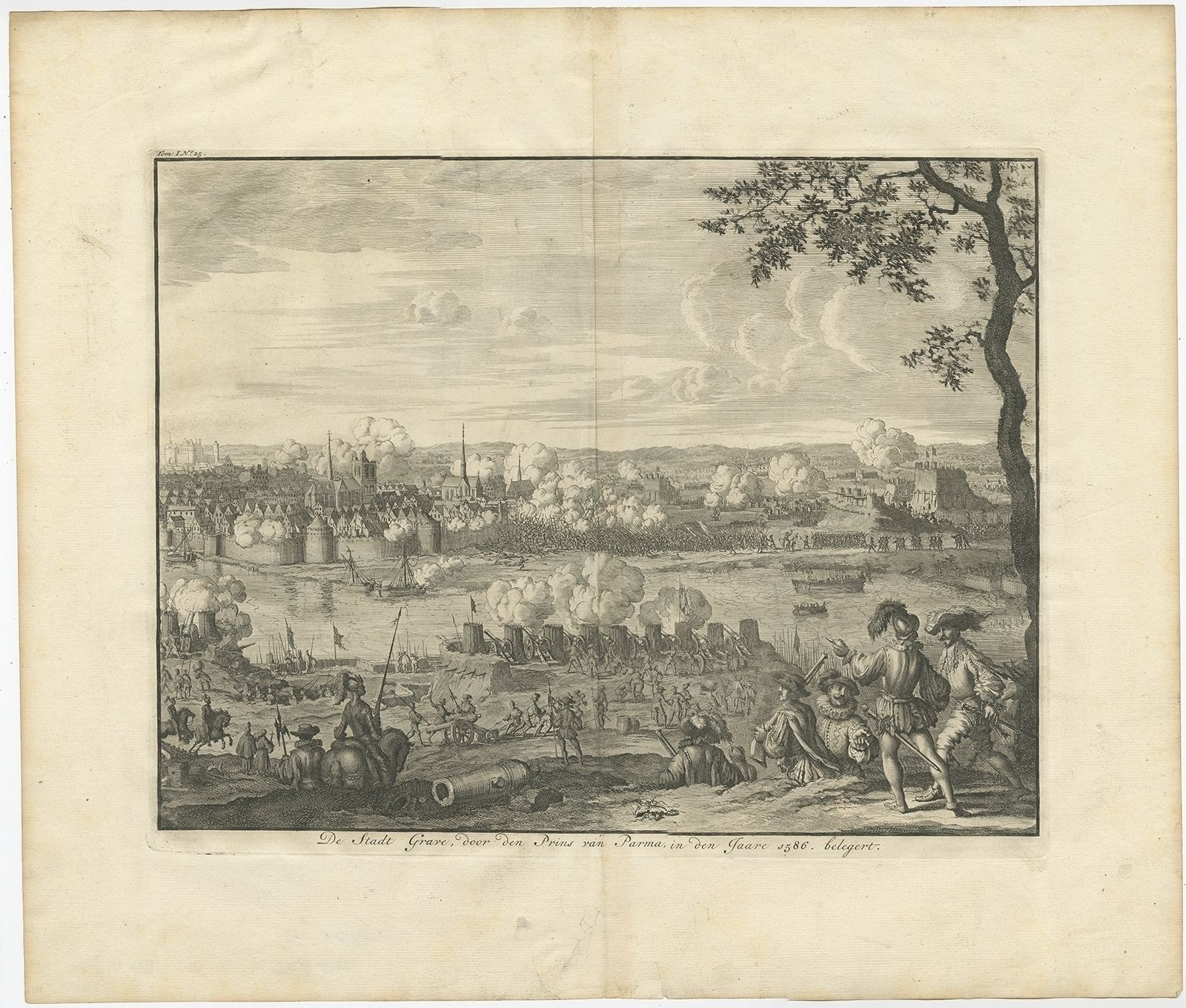 Antique Print Of The Siege Of Grave By Le Clerc (1730)