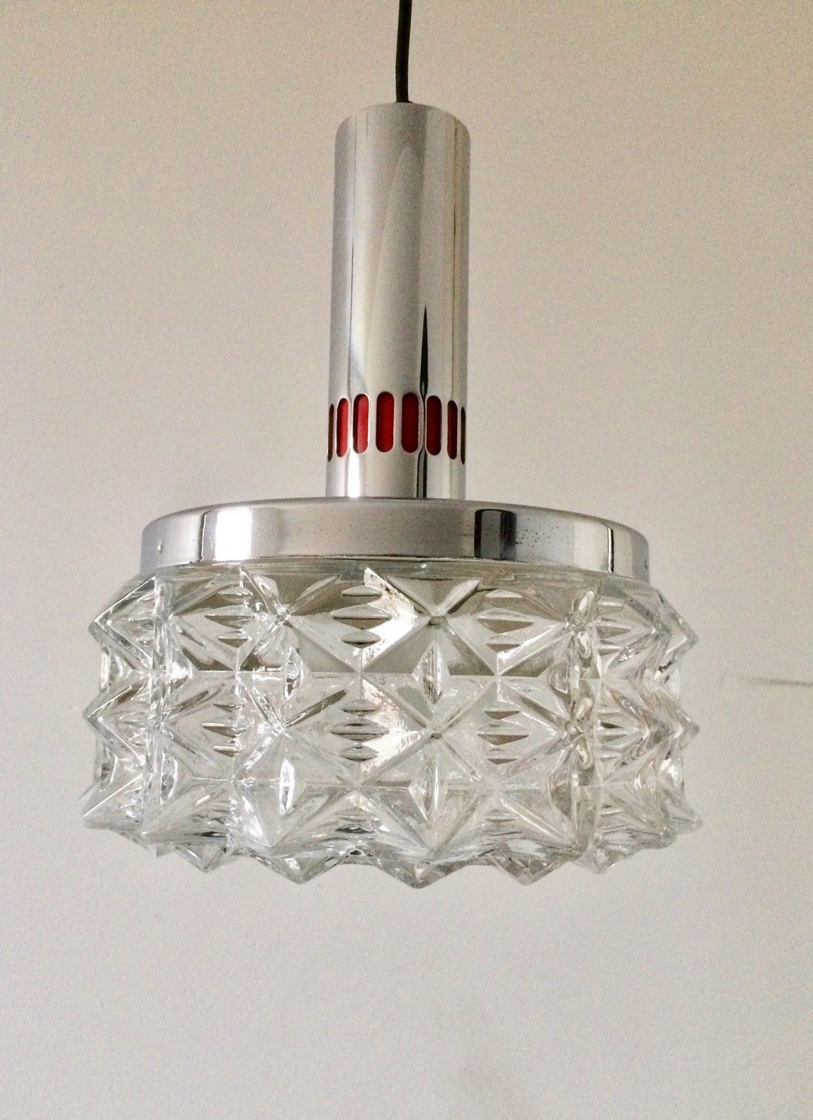 1960s Raak Design Glass Cristal Pendant Hanging Lamp photo for sale
