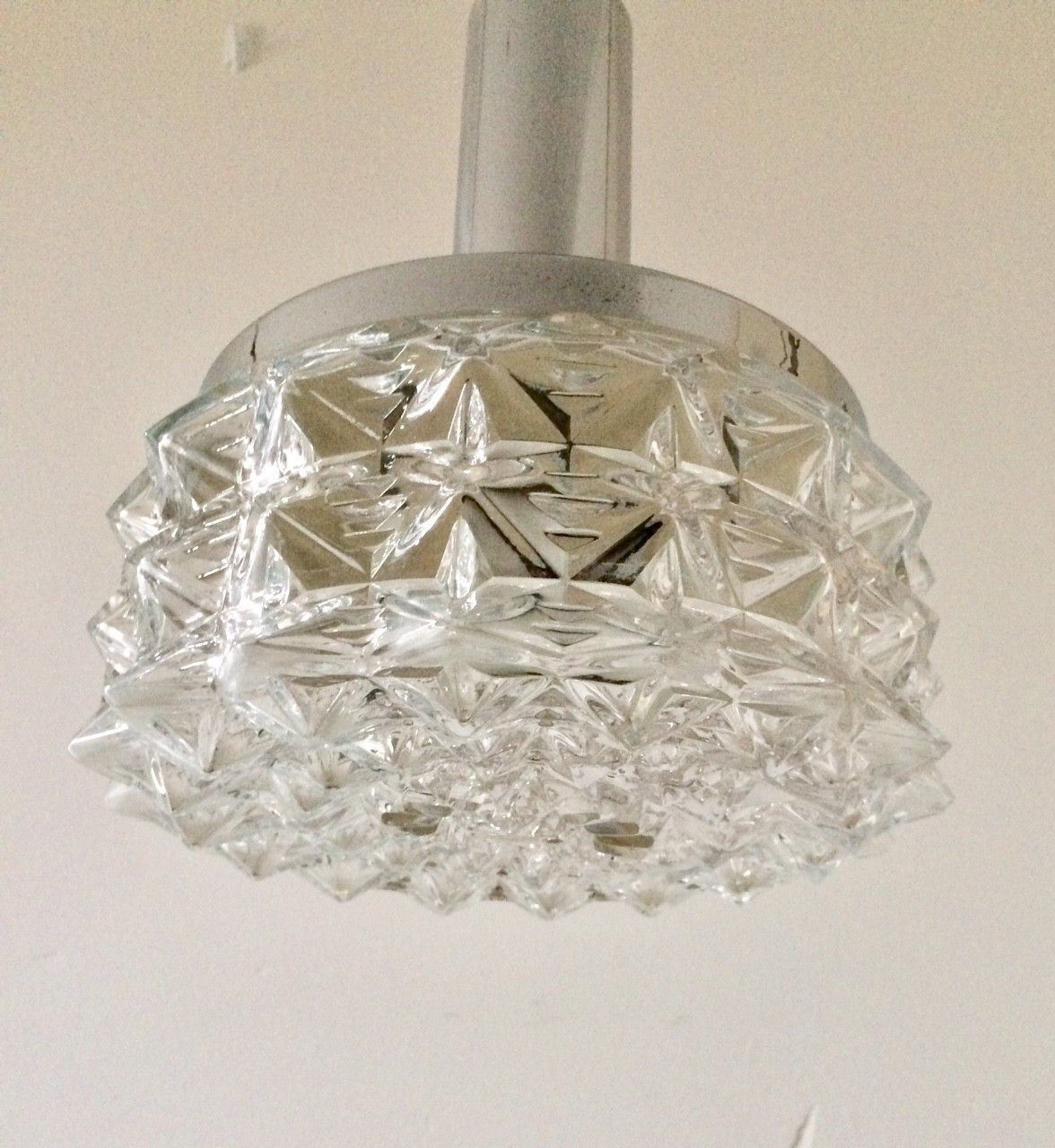 1960s Raak Design Glass Cristal Pendant Hanging Lamp photo Lighting