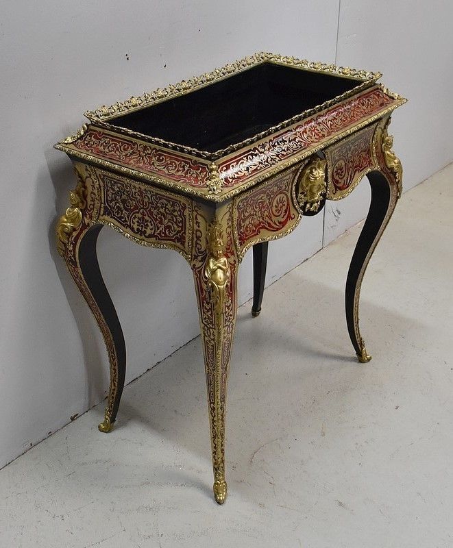 "Boulle" Marquetry Planter, Napoleon III Period Mid 19th Century photo furniture