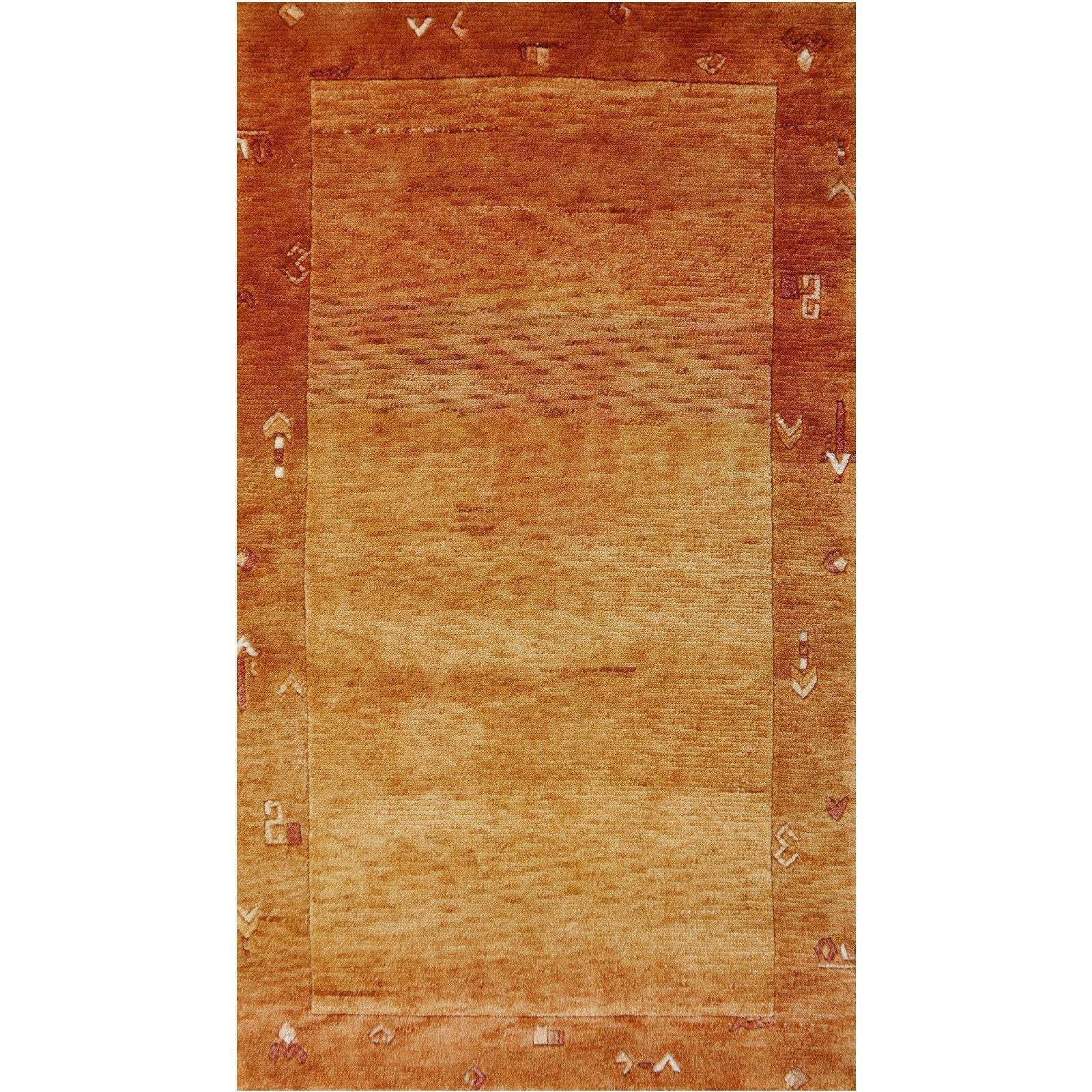 5 X 3 Ft Modern Designer Rug Pashmina Amber Goldbronze Hand Made Wool Carpet From Rural India photo vintage