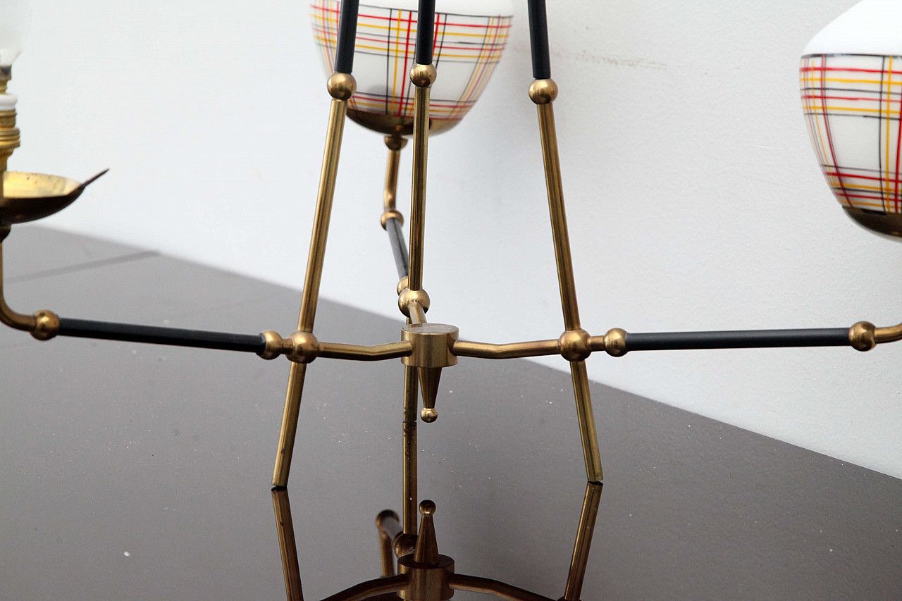 Brass Chandelier With 3 Lights, 50s photo vinterior