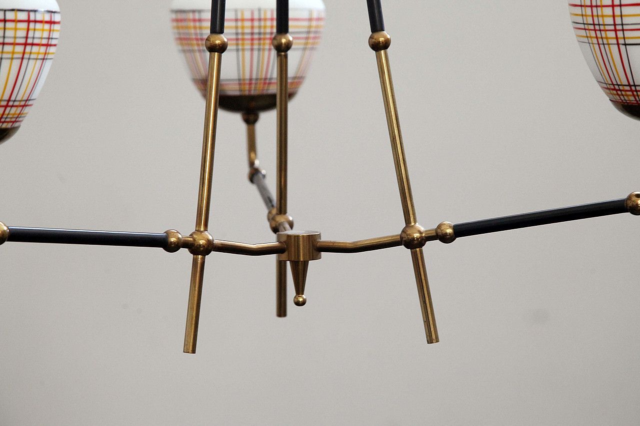 Brass Chandelier With 3 Lights, 50s photo vintage