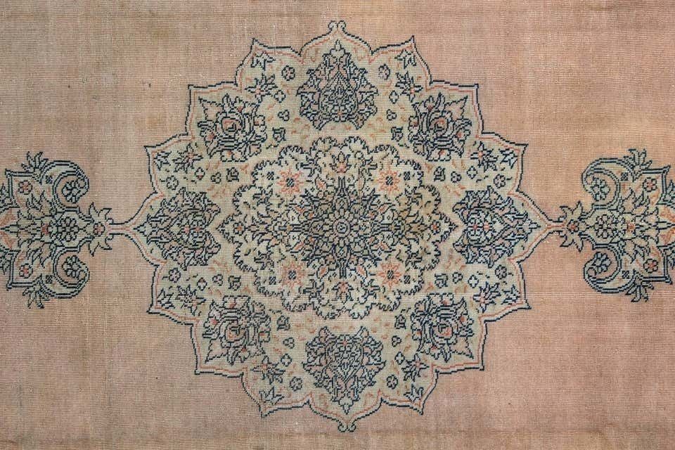 Handwoven Antique Turkish Carpet, Oriental Rust Pink Wool Rug   277x369cm photo for sale