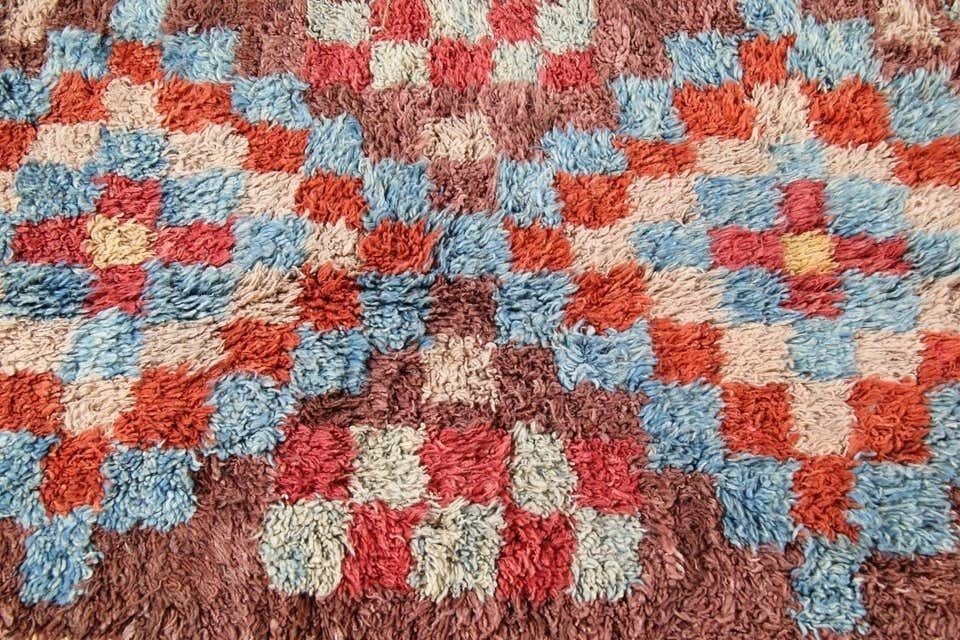 Handmade Carpet Moroccan Rugs, Shag Rugs, Pink And Red Primitive Rug For Sale photo 1540.0